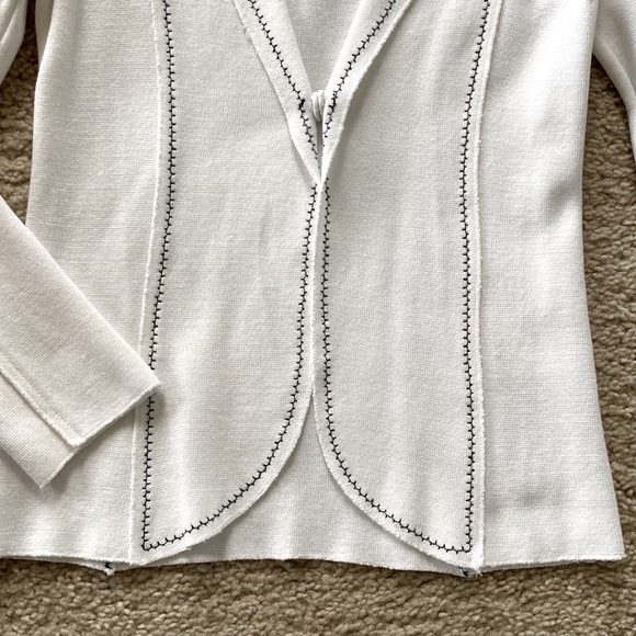White One Button Blazer Sweater Jacket - Picture 5 of 9